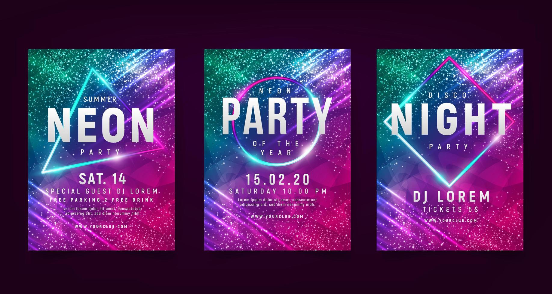 Colorful Sparkle Flyer Set vector