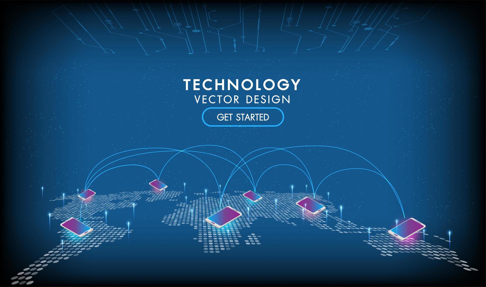 Mobile technology connection network design vector
