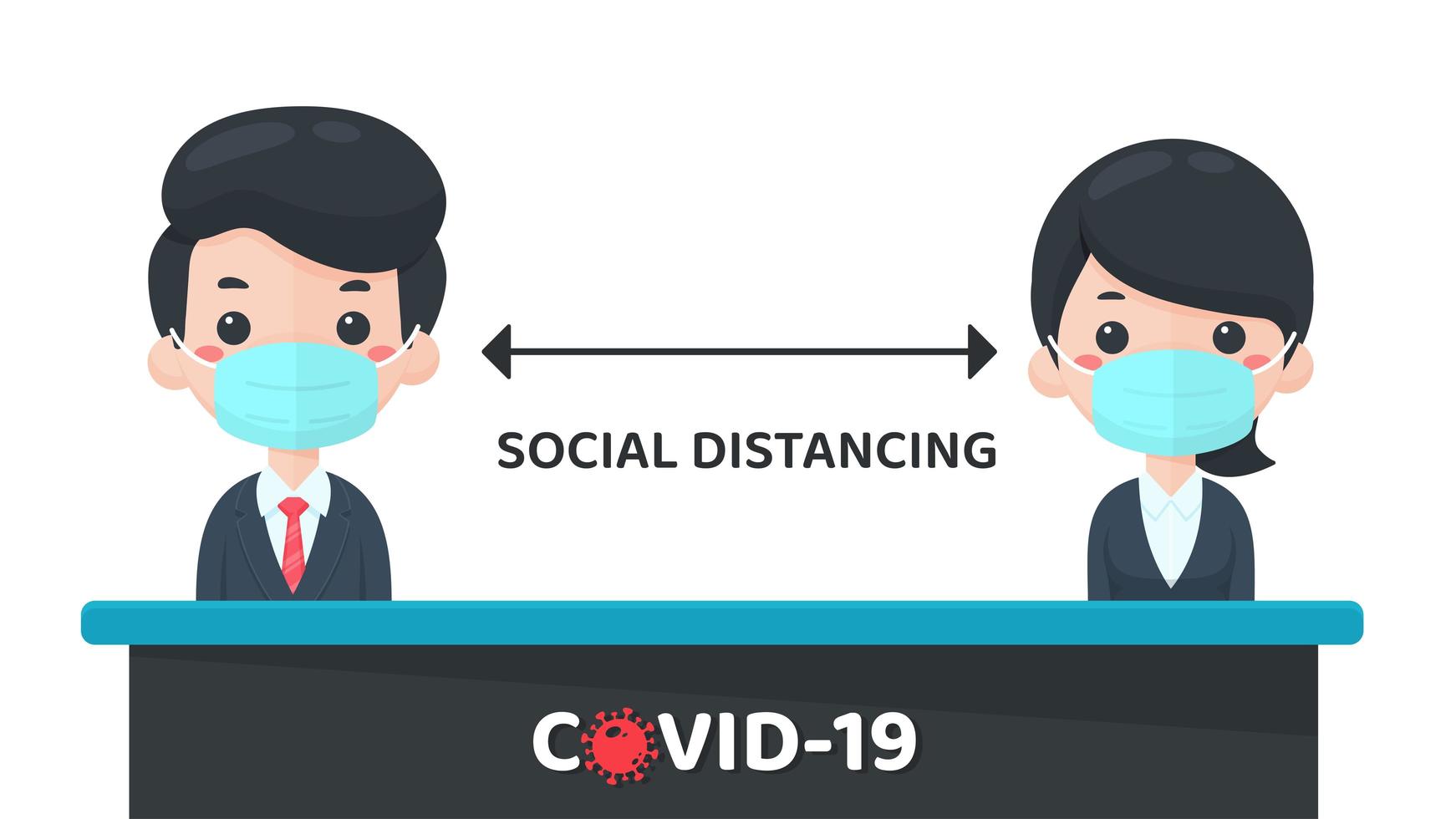 Social Distancing Design in Cartoon Style vector