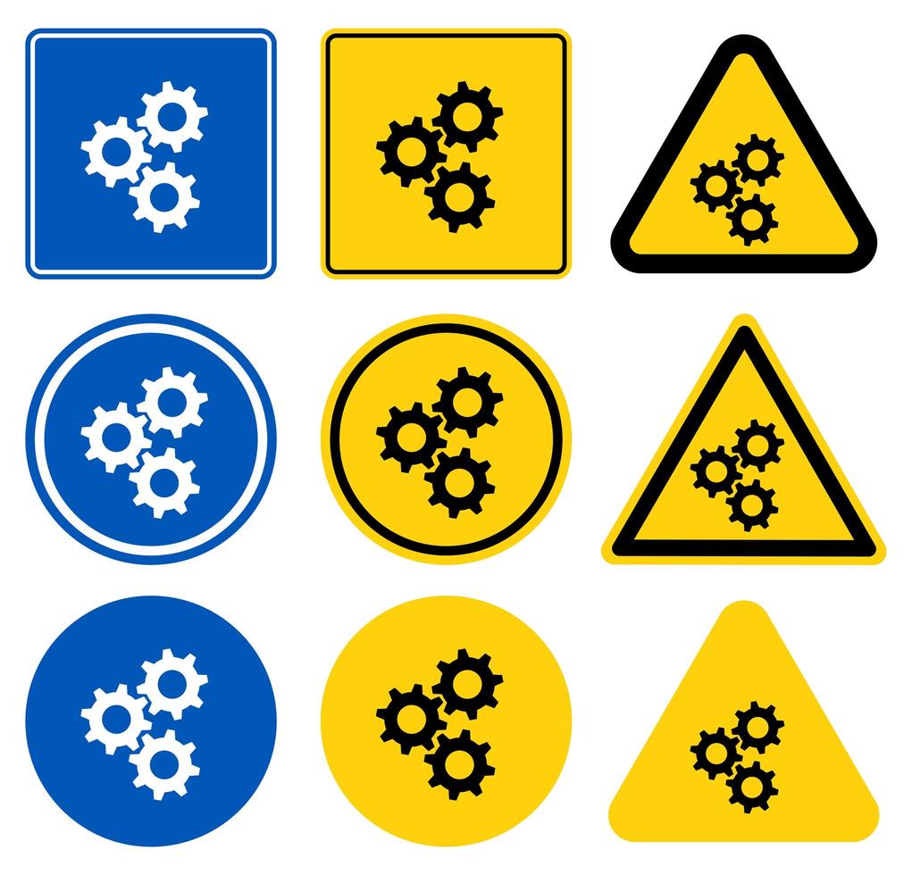 Three Gears Sign Set vector