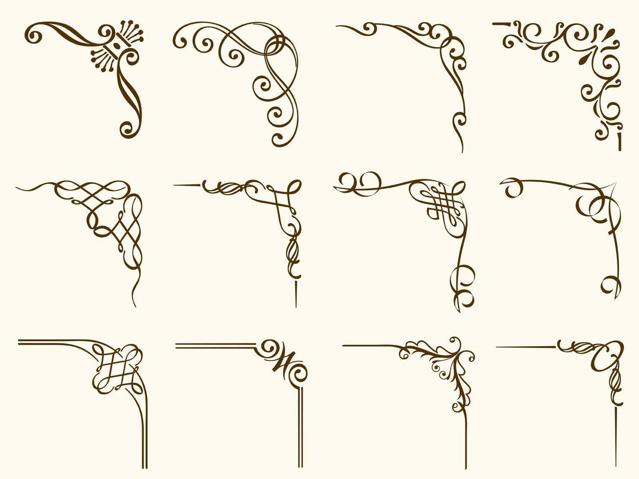 Set Of Decorative Curly Gold Borders 954062 Vector Art at Vecteezy