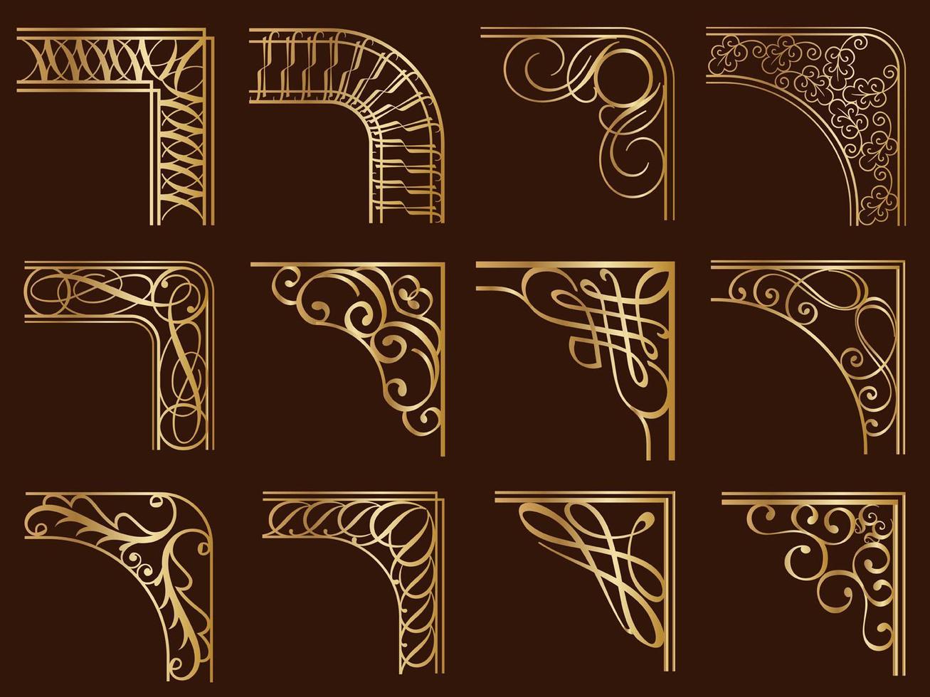 Golden Vintage Rounded Corner Frames Set 954056 Vector Art at Vecteezy