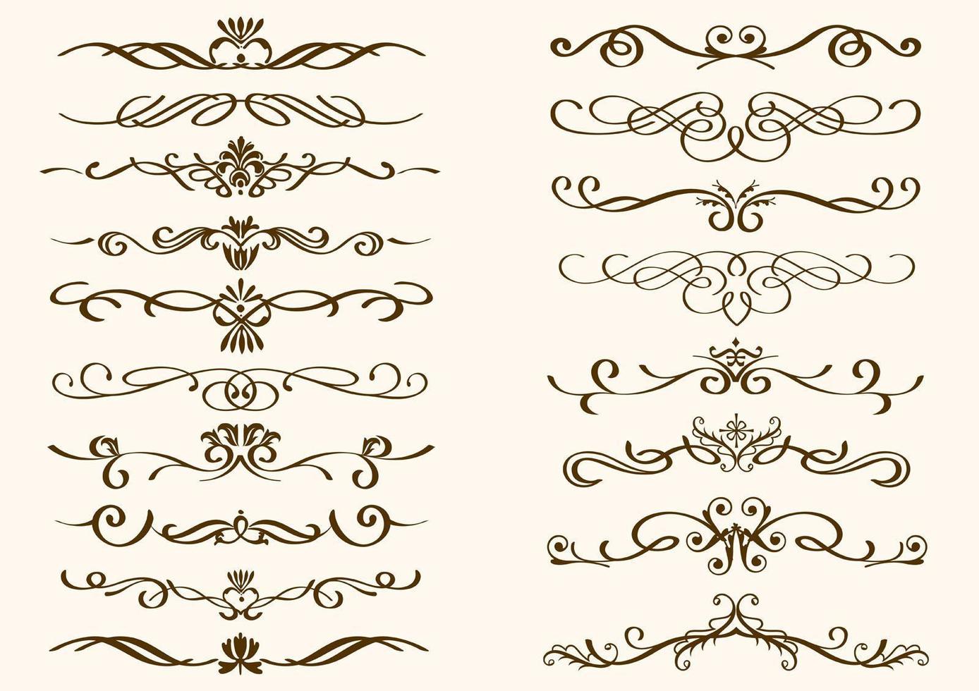Set Of Decorative Curly Brown Borders vector