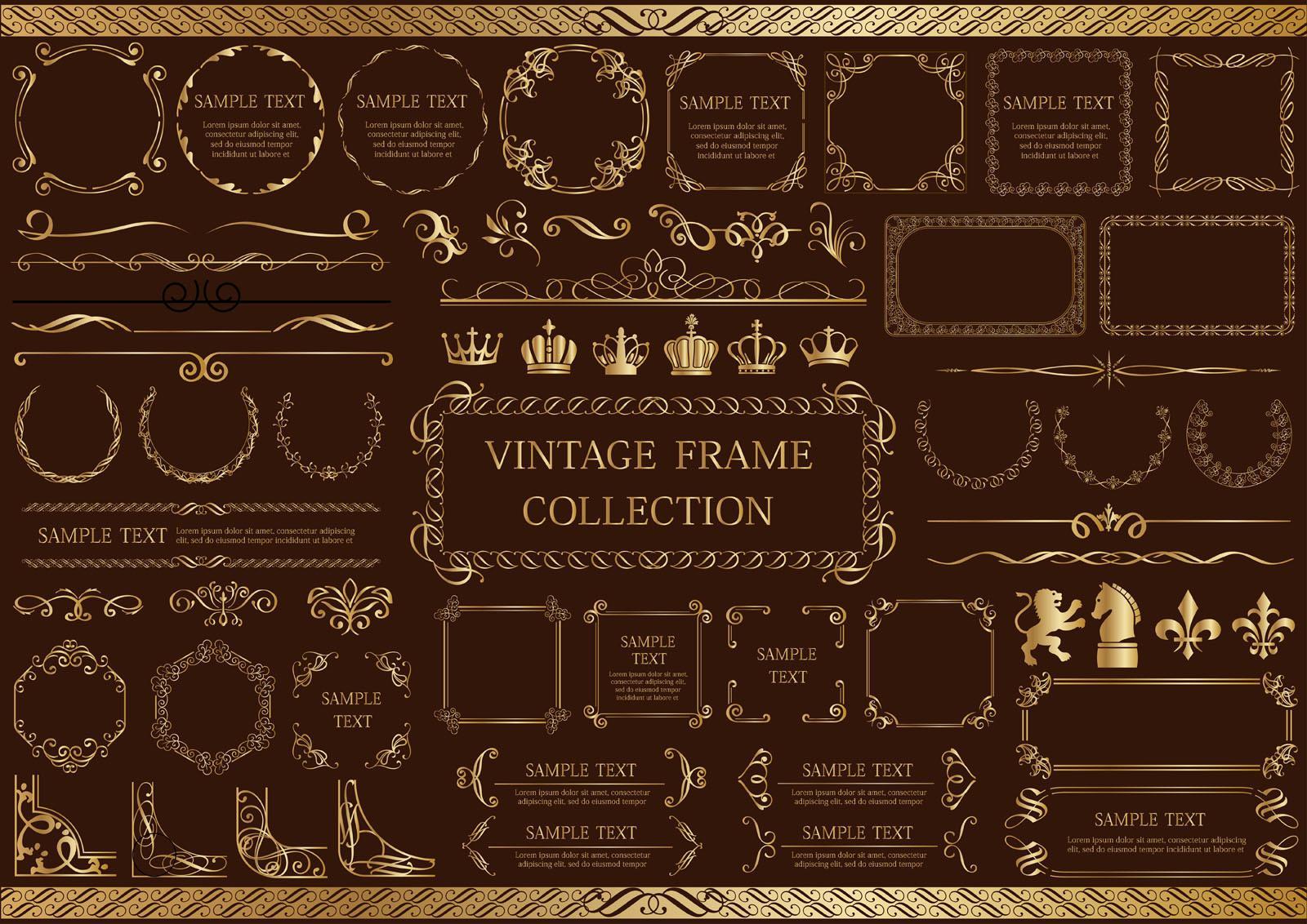 Gold Vintage Elements and Frames Set 954069 Vector Art at Vecteezy