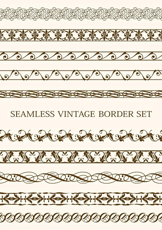 conjunto de bordes vintage marrones sin costura vector