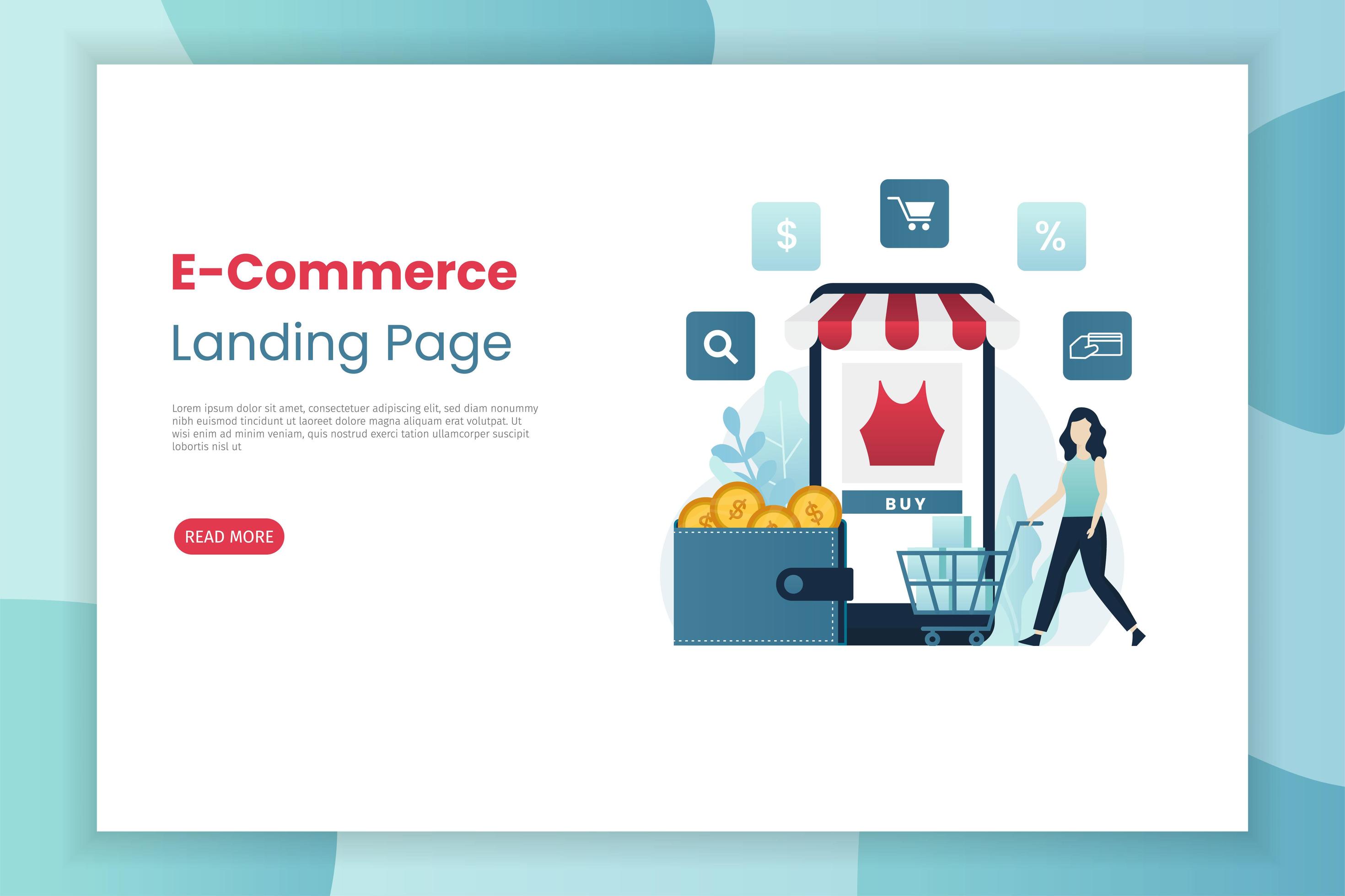 Mobile e-commerce landing page template 954092 Vector Art at Vecteezy