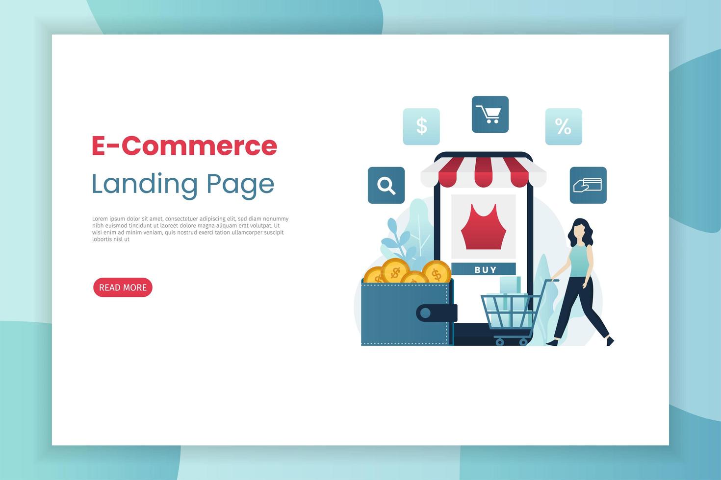 Mobile e-commerce landing page template vector
