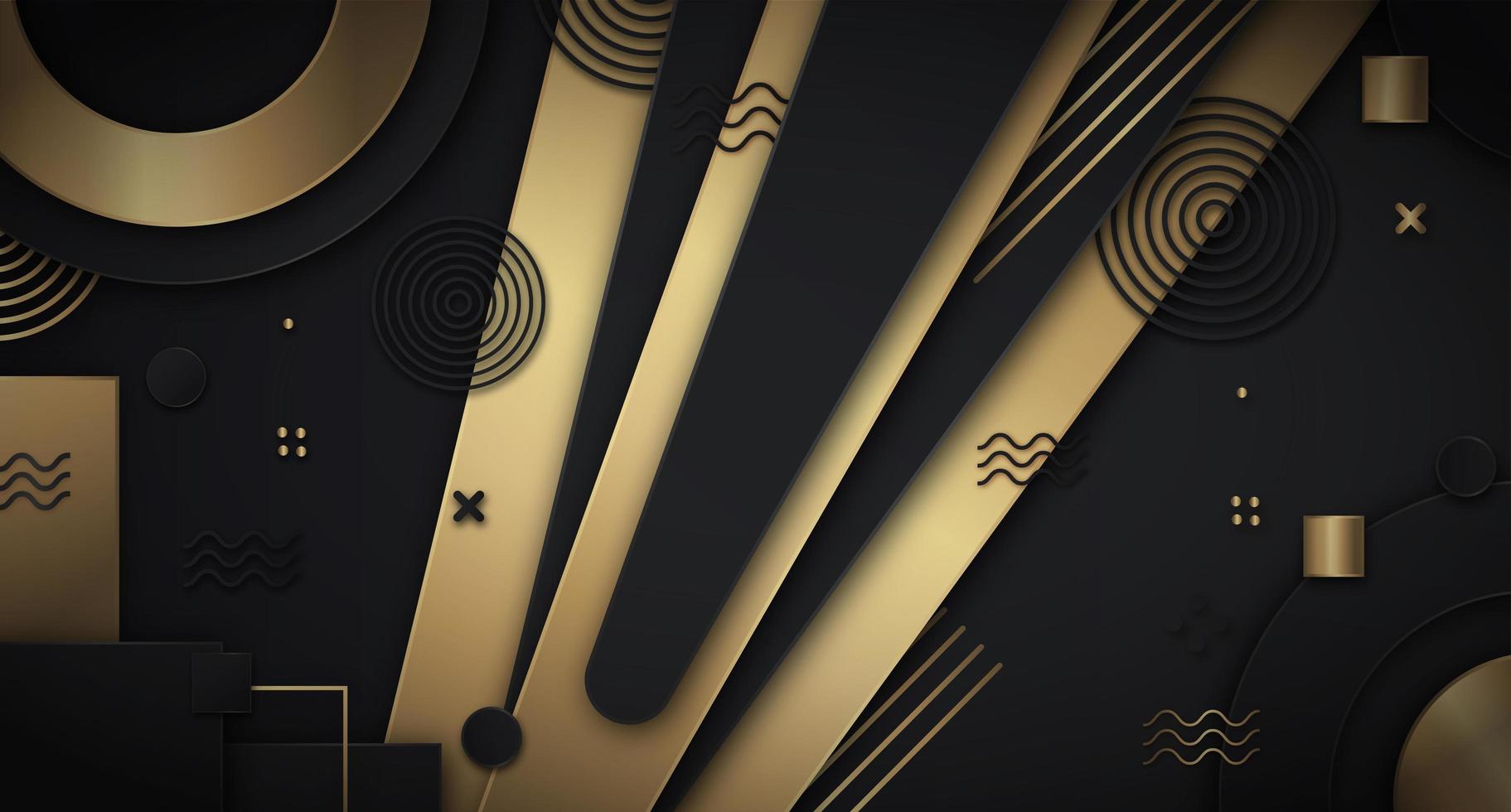 Black and Gold Layered Memphis Background vector