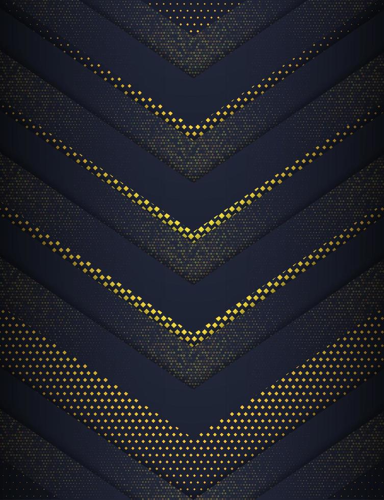 Gold and Navy Down Arrow Shapes with Halftone vector