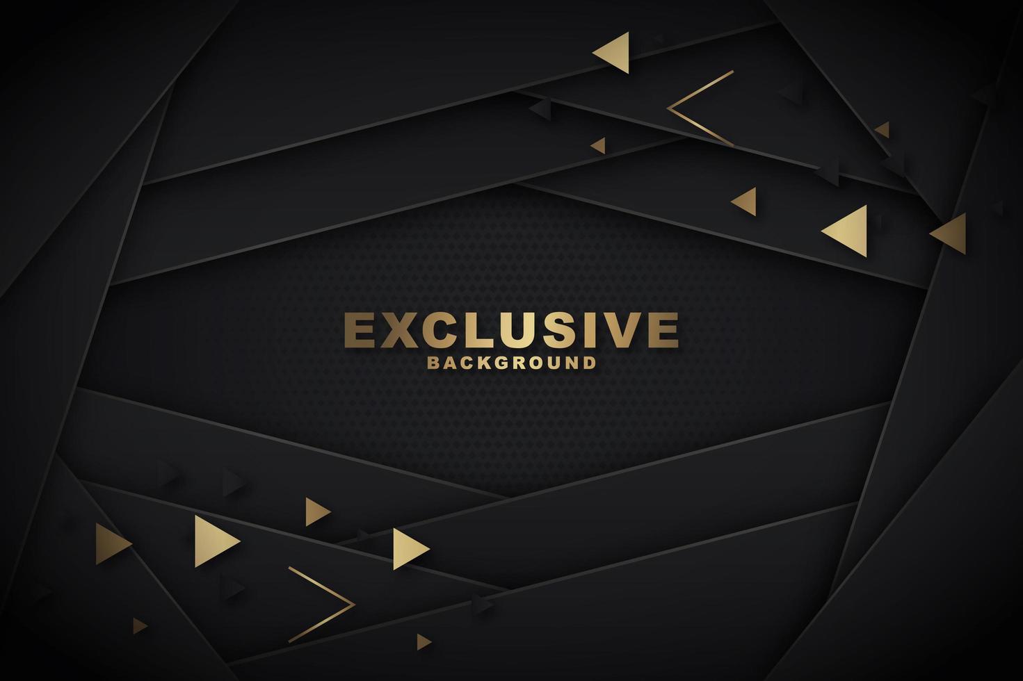 Layered Black Background with Gold Triangle Shapes vector