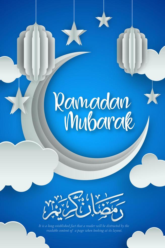 Ramadan Kareem Cut Paper Background  vector