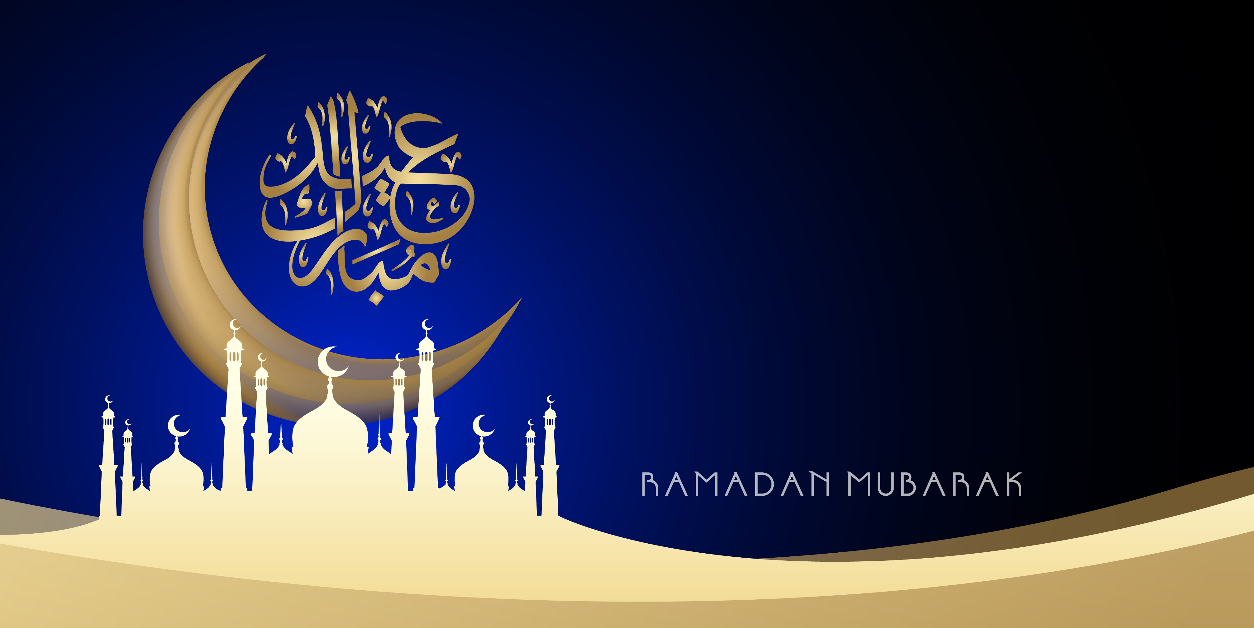 Ramadan Kareem Dark Blue With Good Moon Background 954135 Vector Art At