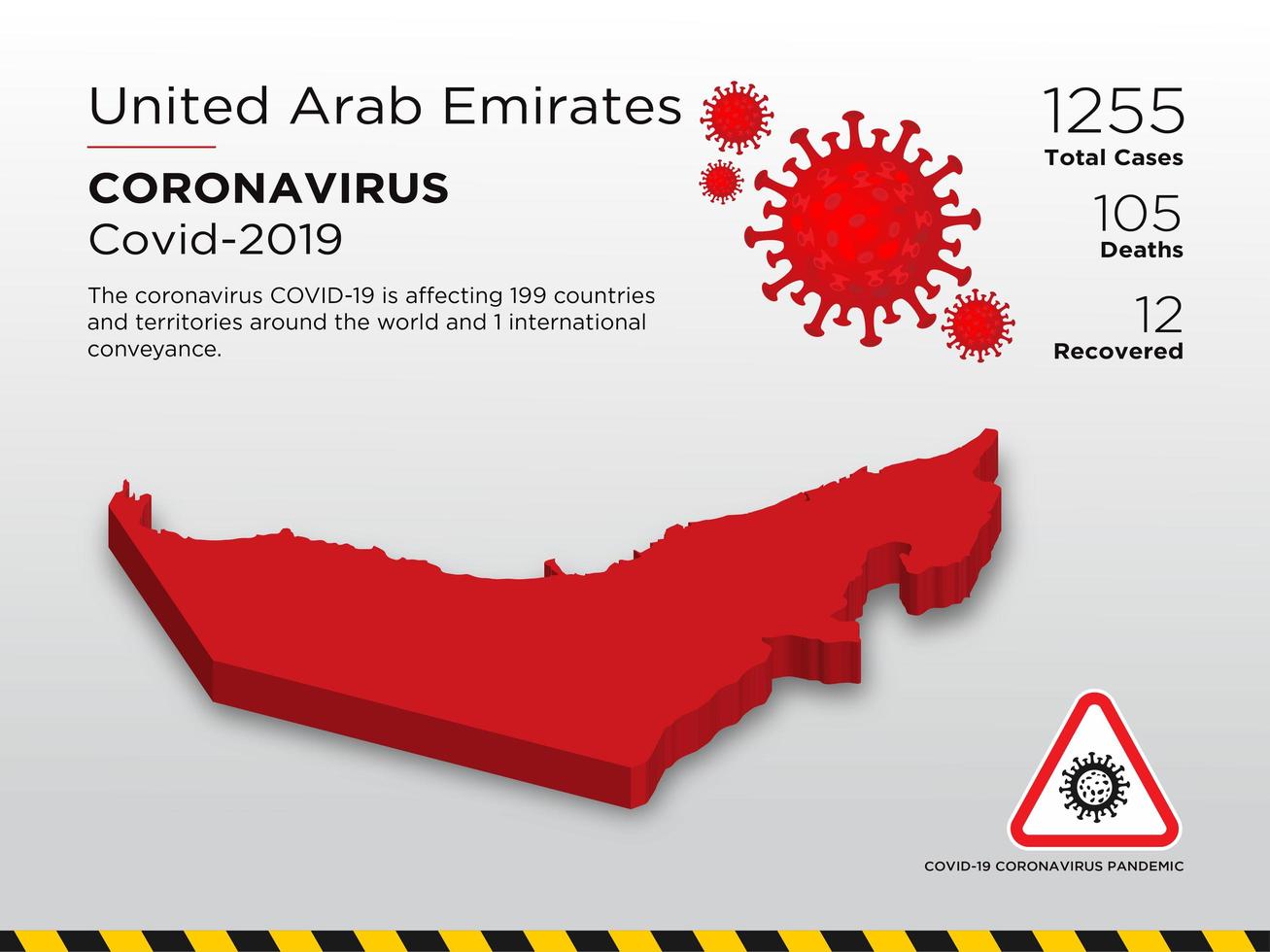 United Arab Emirates Affected Country Map of Coronavirus vector