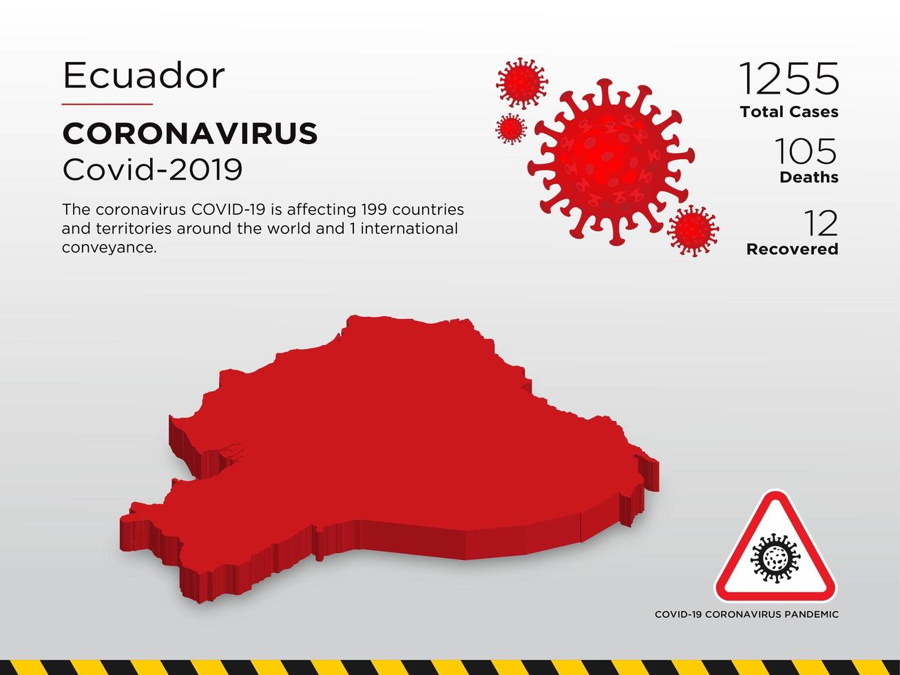 Ecuador Affected Country Map of Coronavirus vector