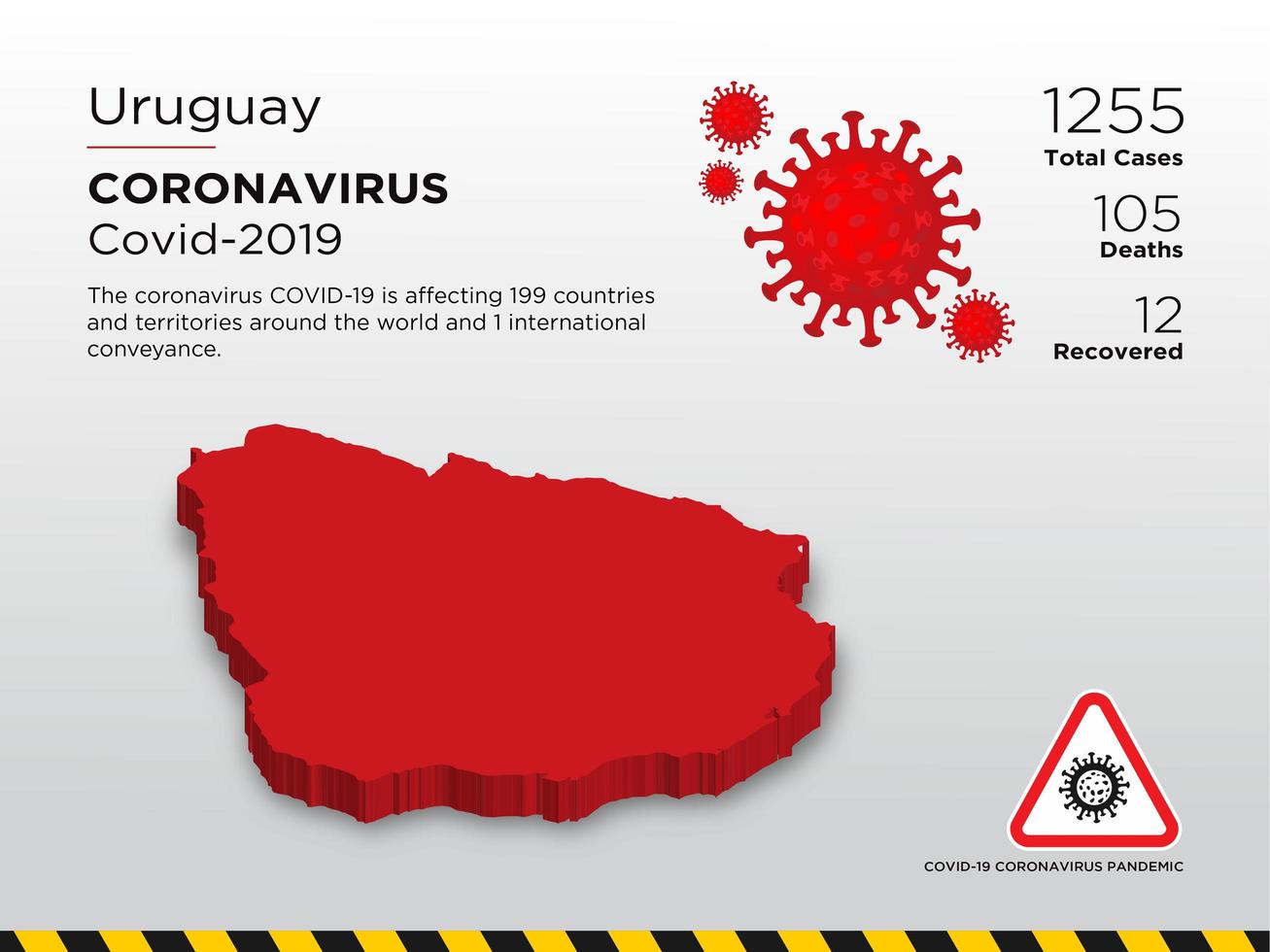 Uruguay mapa del país afectado de coronavirus vector