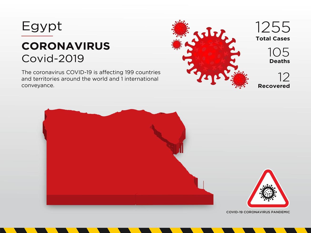 Egipto mapa del país afectado de coronavirus vector
