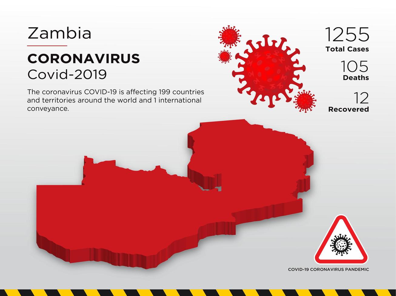 Mapa de país de coronavirus afectado por Zambia vector