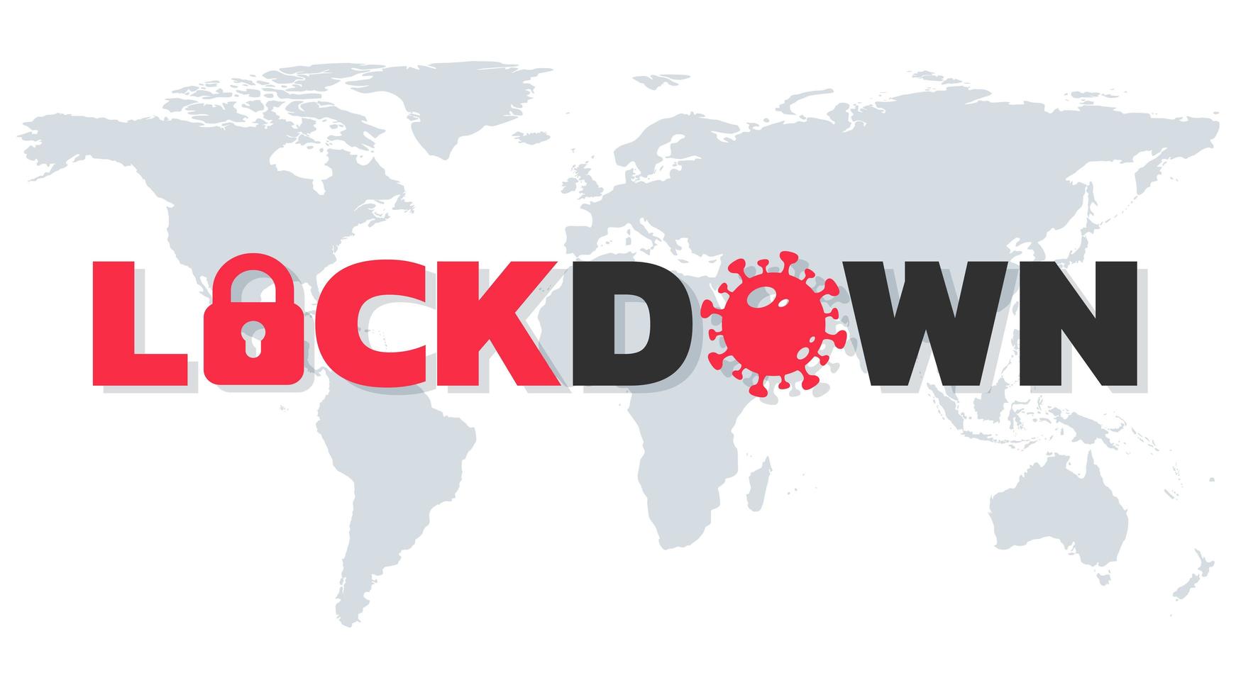 Lockdown Text on World Map vector