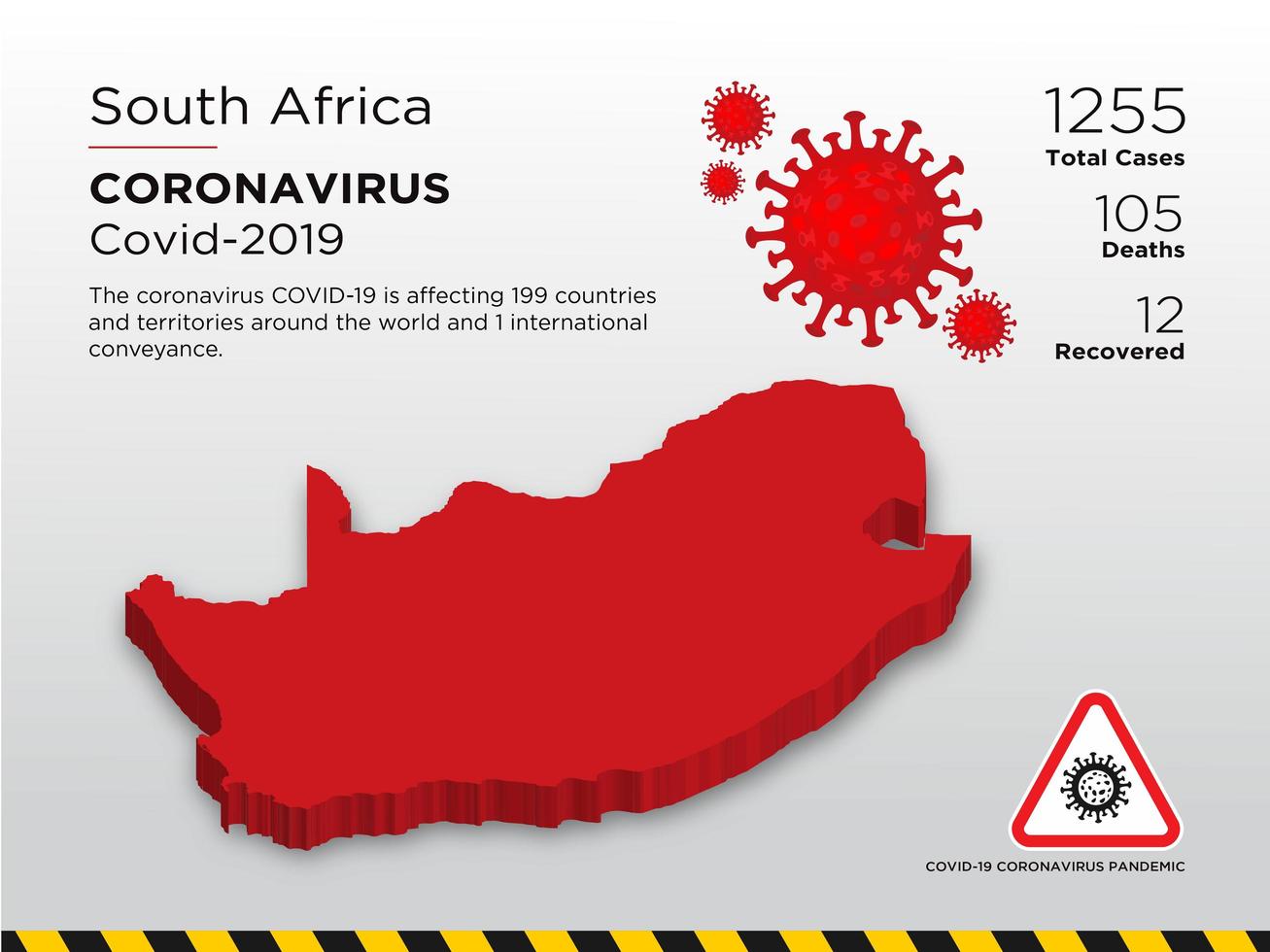 South Africa Affected Country Map of Coronavirus vector