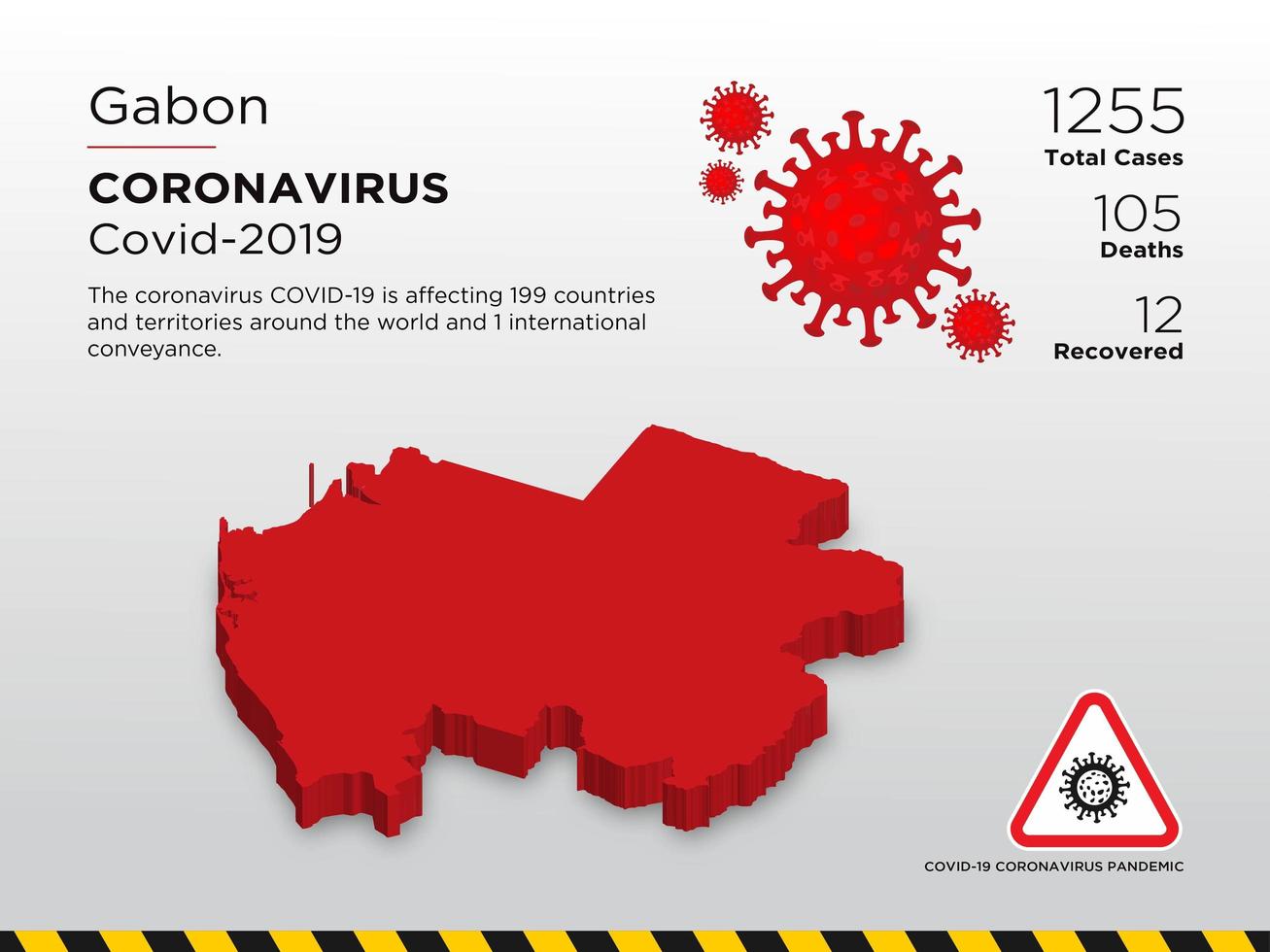 Gabon Affected Country Map of Coronavirus Spread  vector