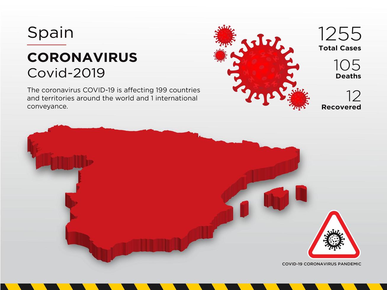 Spain Affected Country Map of Coronavirus vector