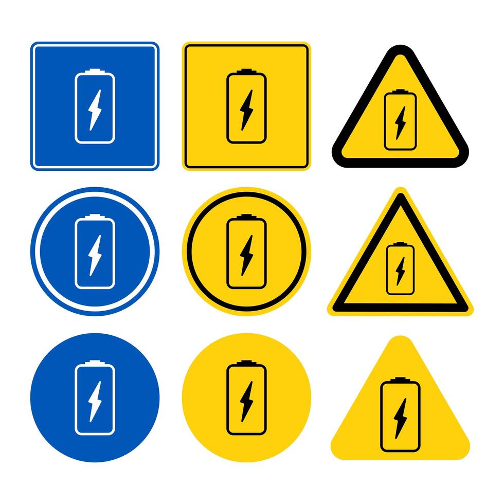 Battery charger sign set vector