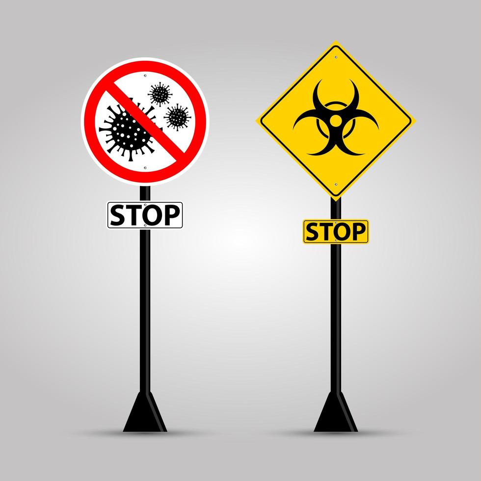Warning Stop Signs for COVID-19 and Bio Hazard vector