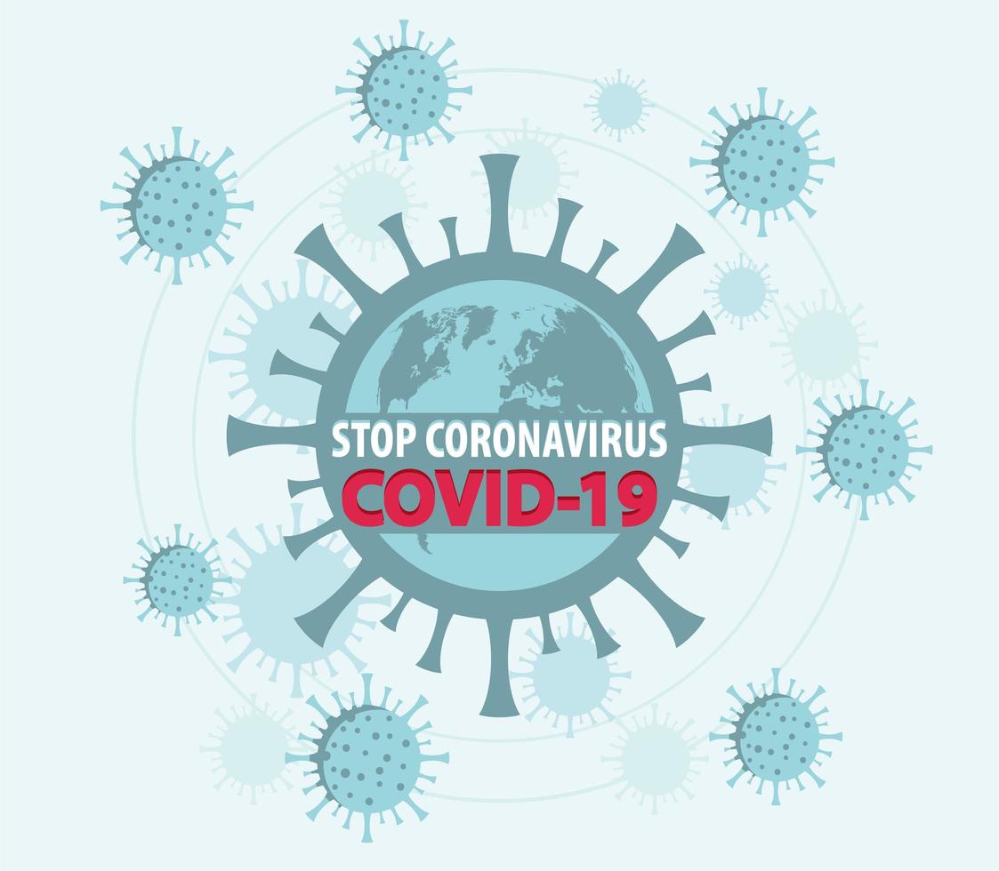 Stop Coronavirus Covid-19 text on earth vector