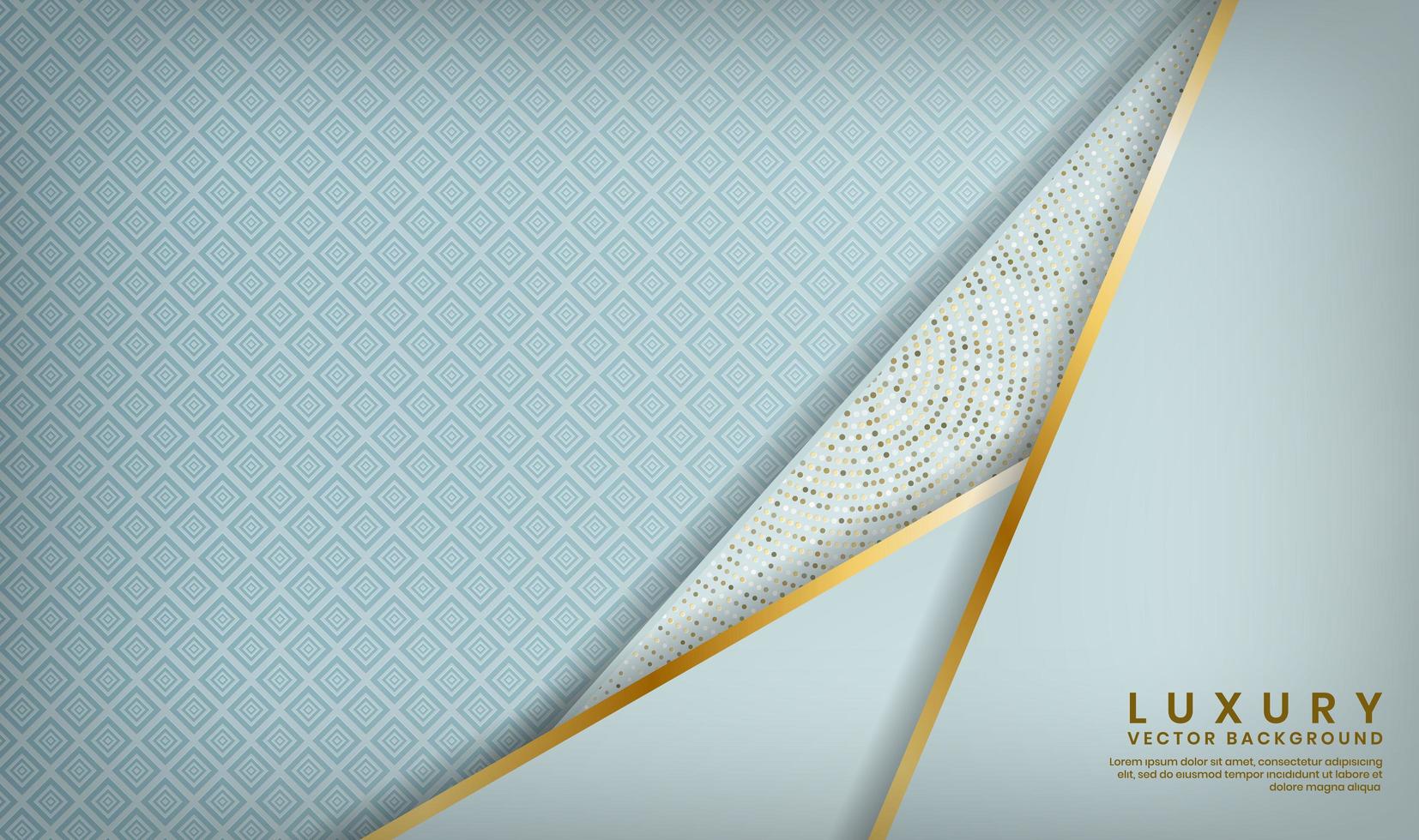 Blue Pattern with Angled Gold Lined Layers in Corner vector