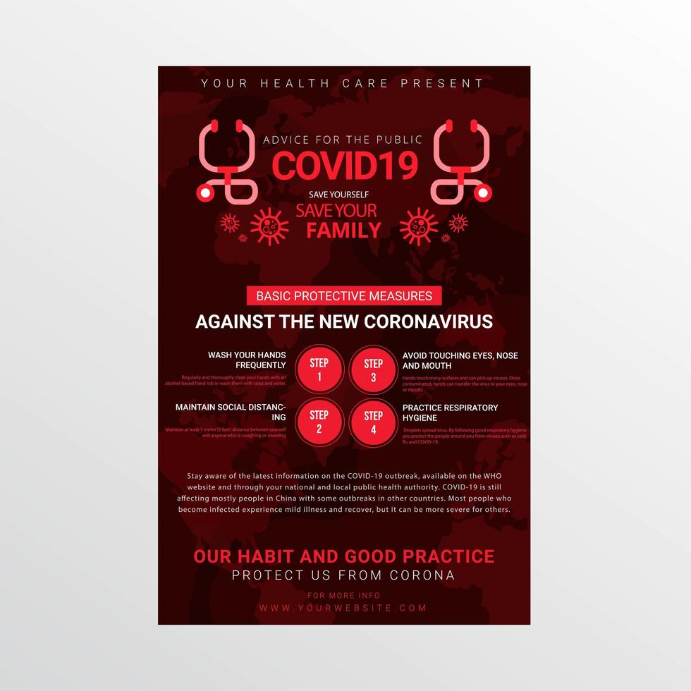 COVID-19 Safety Awareness Poster with Stethoscope vector