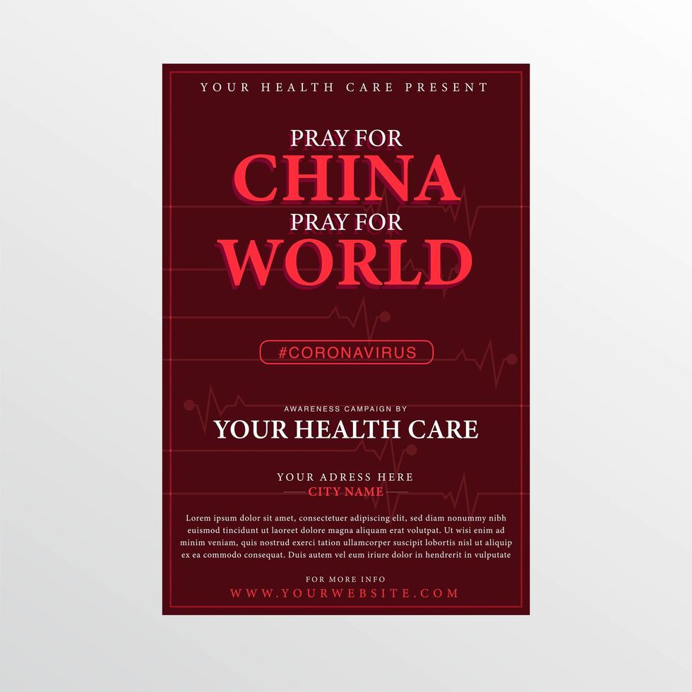 Pray for China and World Poster for Coronavirus vector