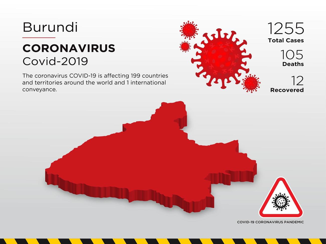 Burundi Affected Country Map of Coronavirus Spread vector