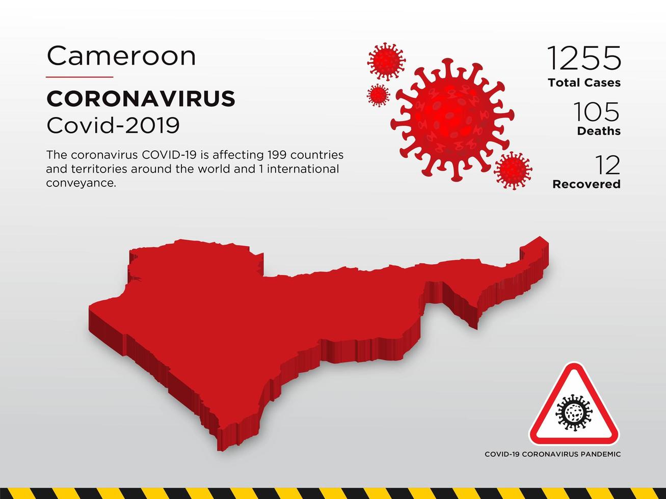 Cameroon Affected Country Map of Coronavirus Spread vector