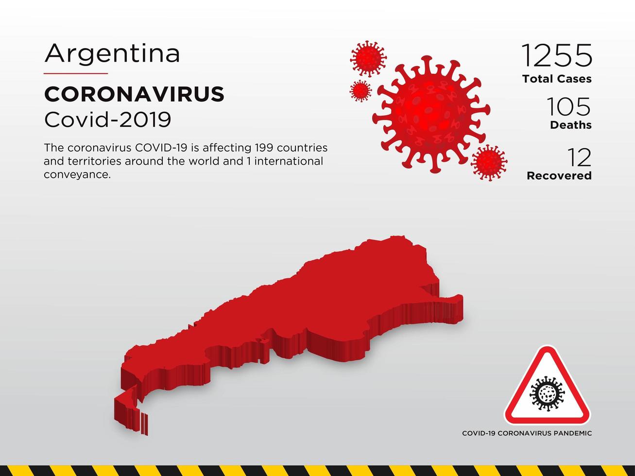 Argentina mapa del país afectado de coronavirus vector