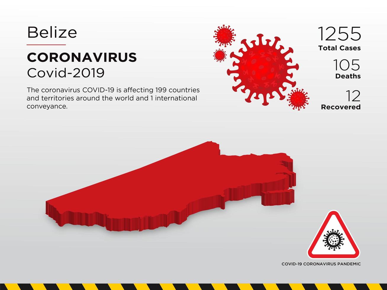 Mapa del país afectado por la propagación del coronavirus en Belice vector