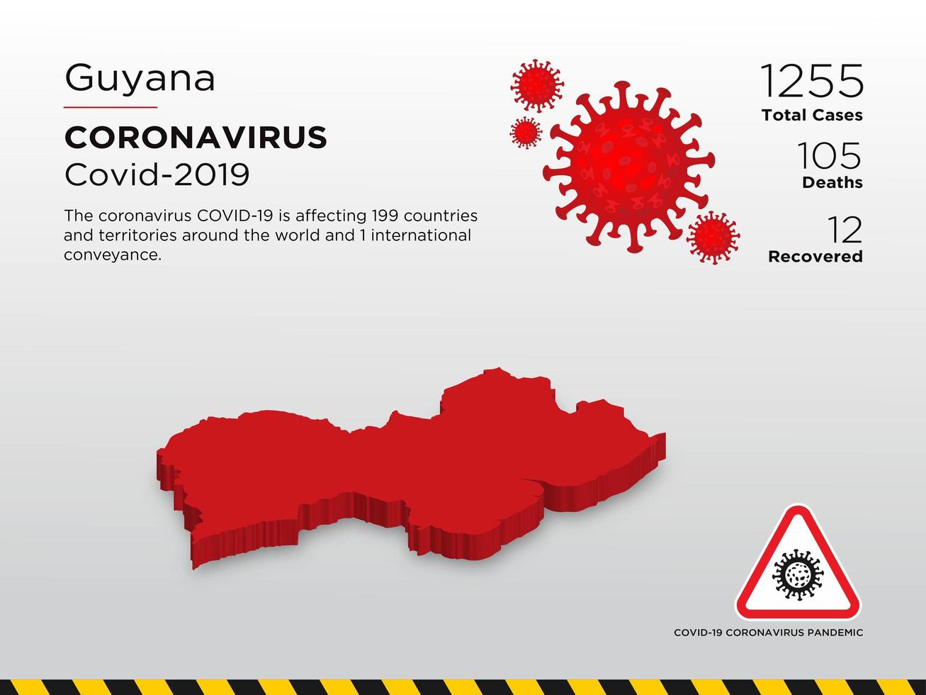 Guyana Affected Country Map of Coronavirus Spread vector