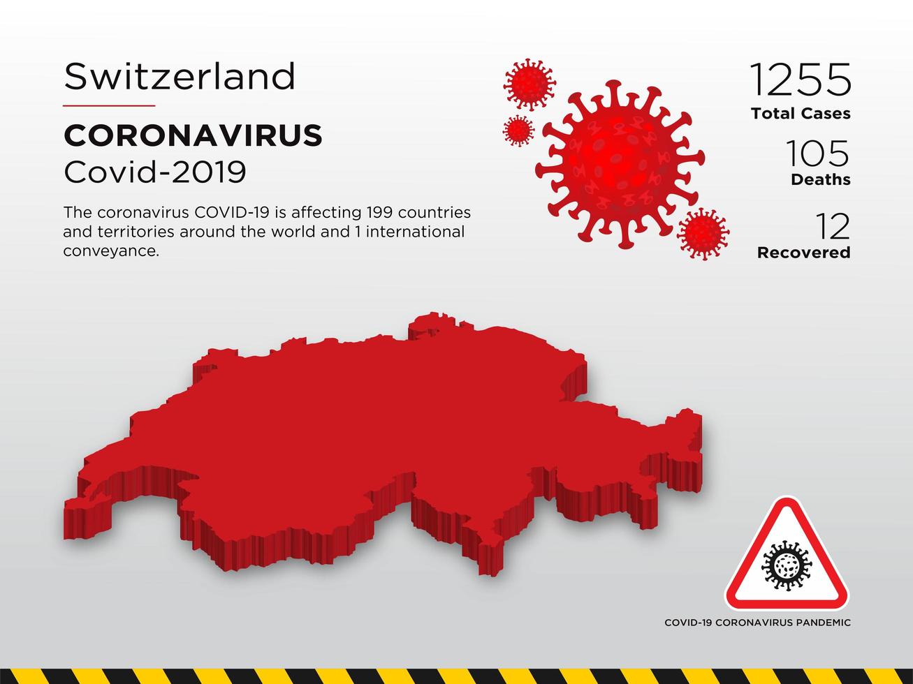 Switzerland Affected Country Map of Coronavirus Spread vector