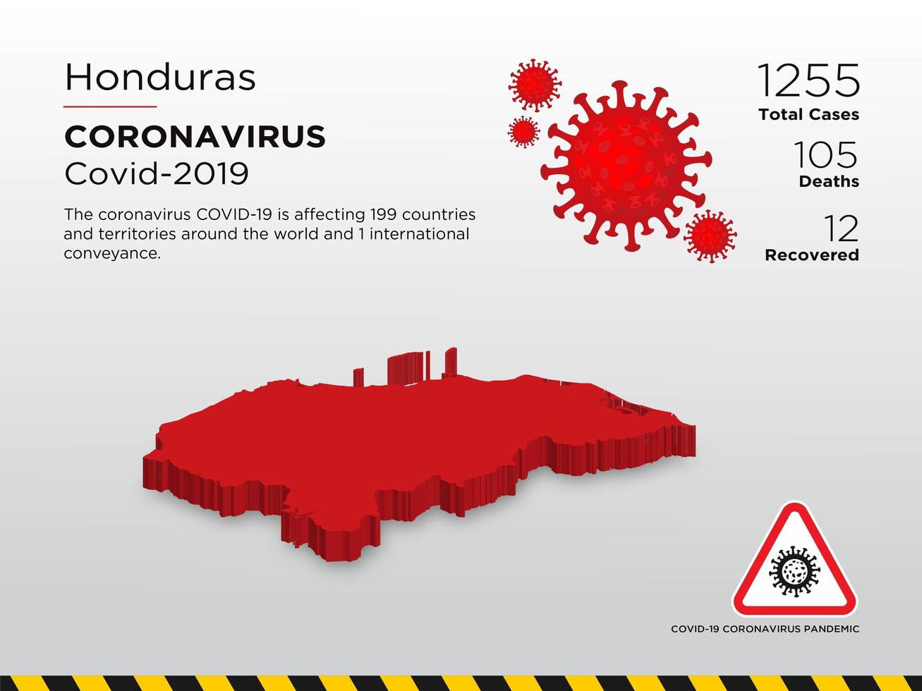 Honduras Affected Country Map of Coronavirus Spread  vector