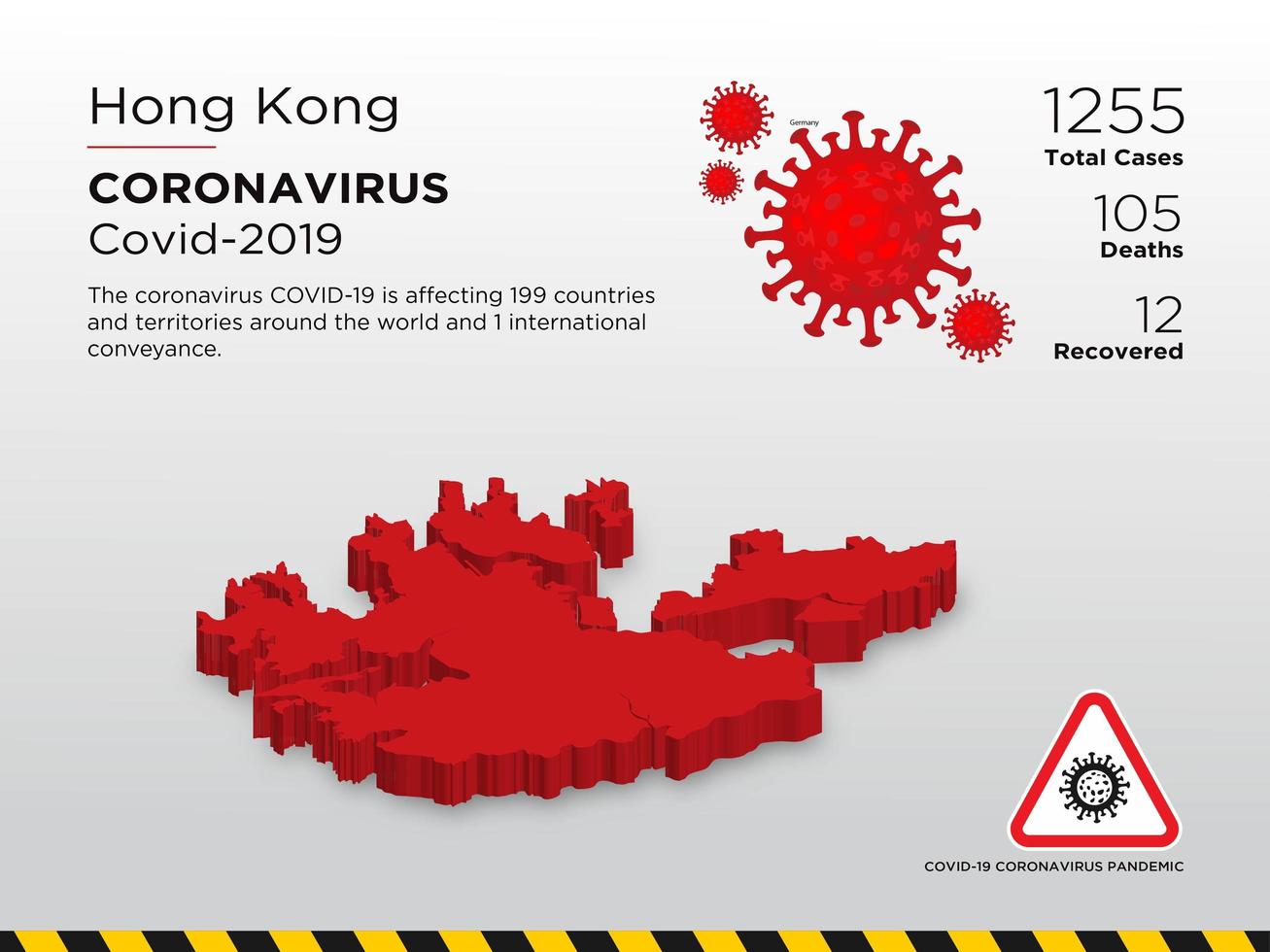 Hong Kong Affected Country Map of Coronavirus  vector