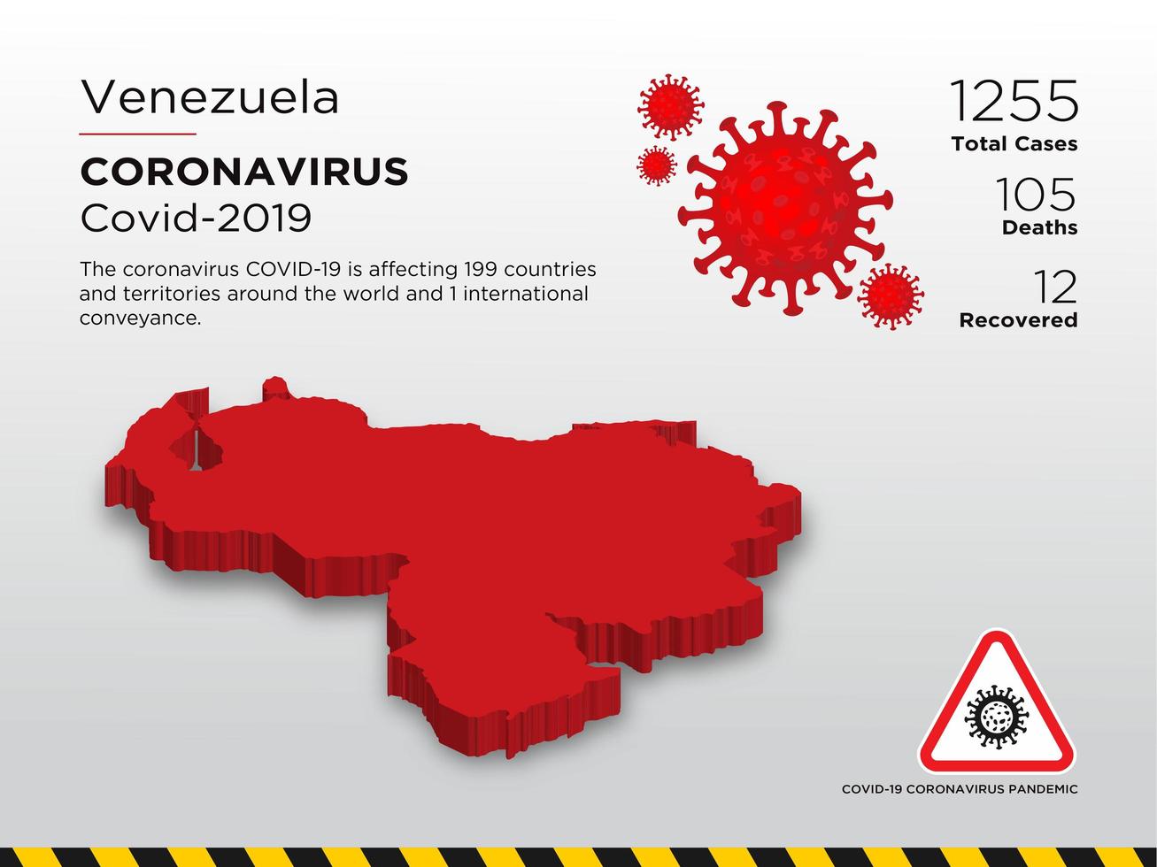 Venezuela afectó el mapa del país de la propagación del coronavirus vector