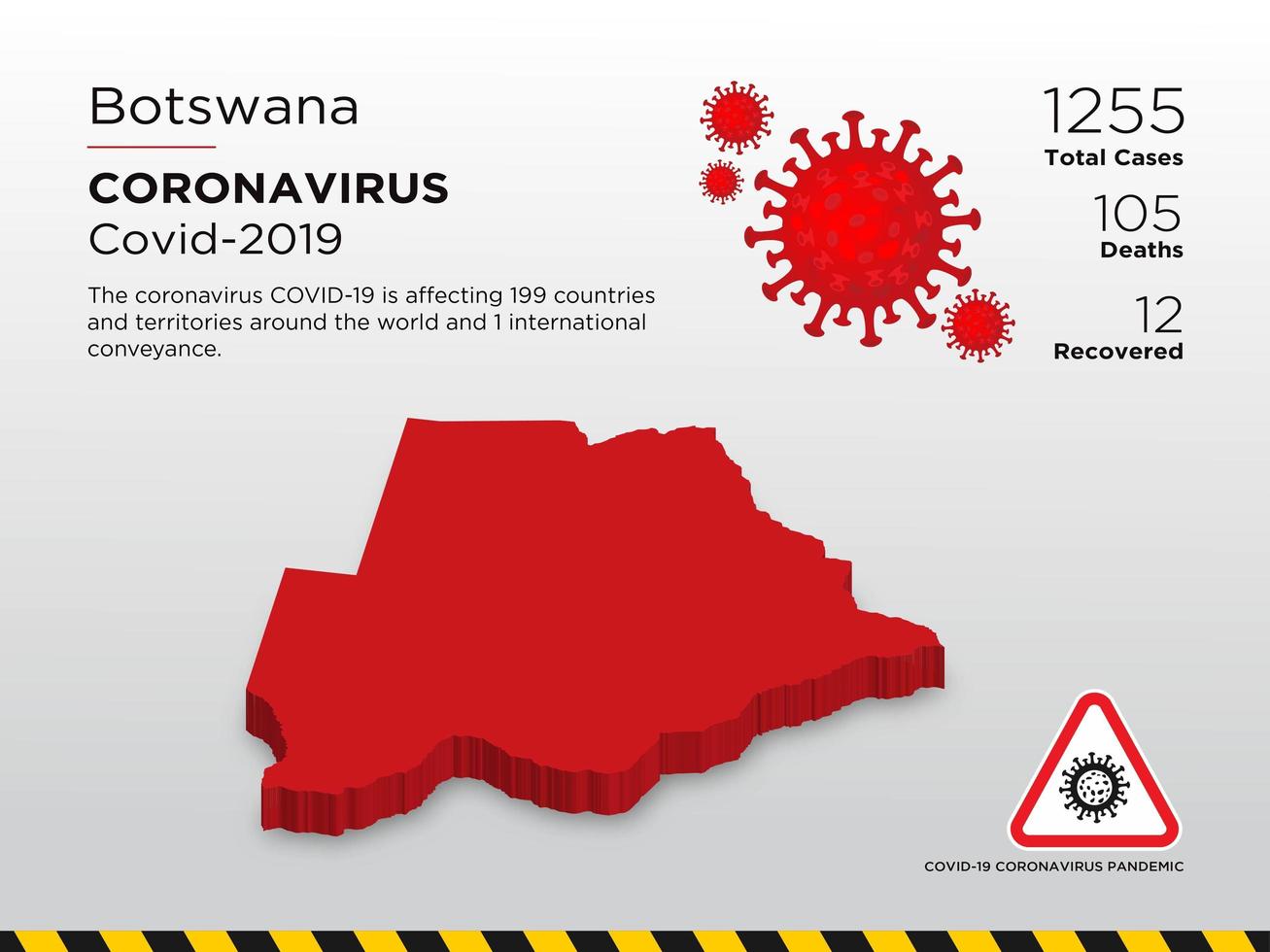 Botswana Affected Country Map of Coronavirus Spread  vector