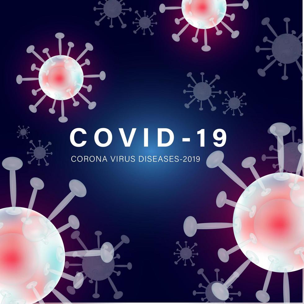 COVID-19 Square Banner with Pink Cells vector