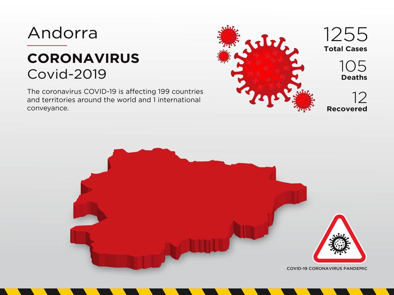 Andorra Affected Country Map of Coronavirus Spread vector