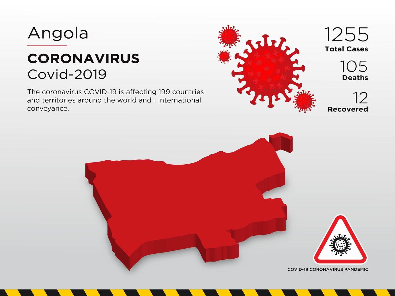 Angola Affected Country Map of Coronavirus Spread  vector