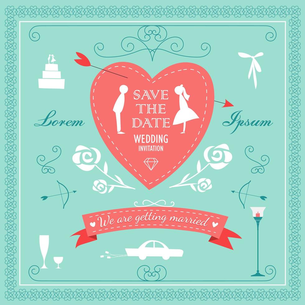 Set of Decorative Elements for Wedding vector