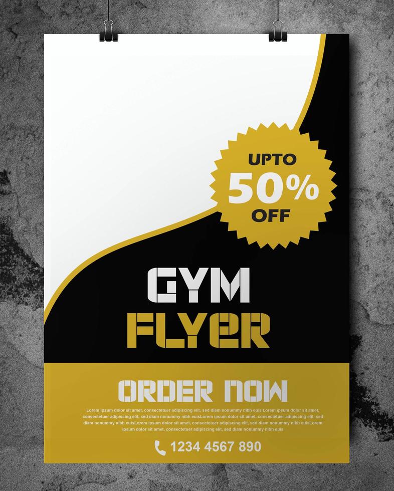 Gym Flyer in Black and Gold with Wavy Design vector