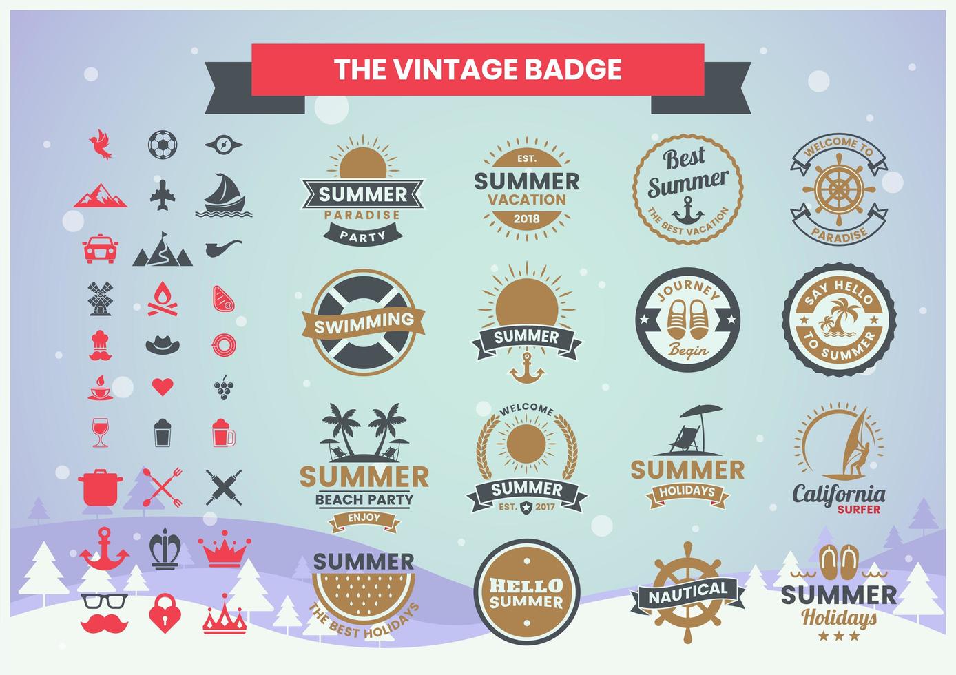 Vintage Summer Badge Set vector