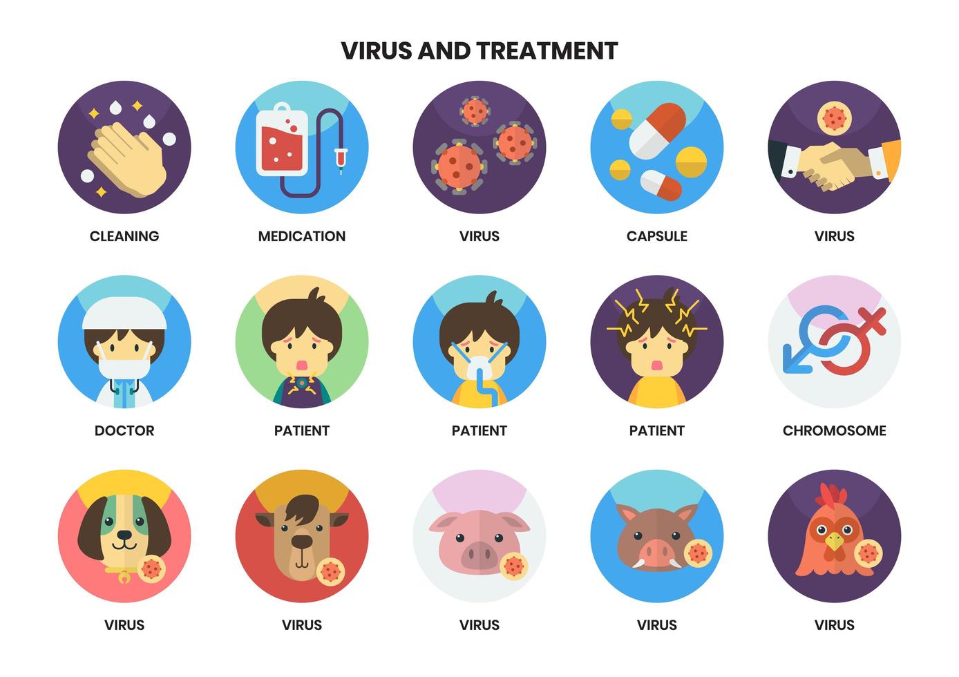 Set of 15 Medication and Other Treatment Icons vector