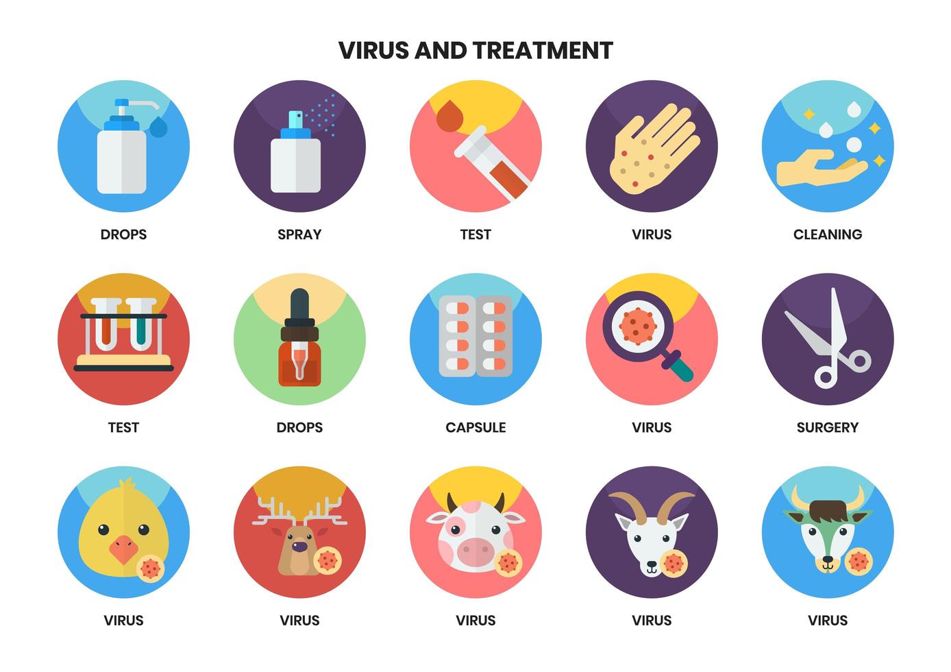 Set of 15 Hand Wash and Other Virus Icons vector