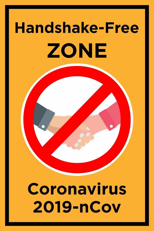 zona libre de apretón de manos para prevenir el cartel de coronavirus vector